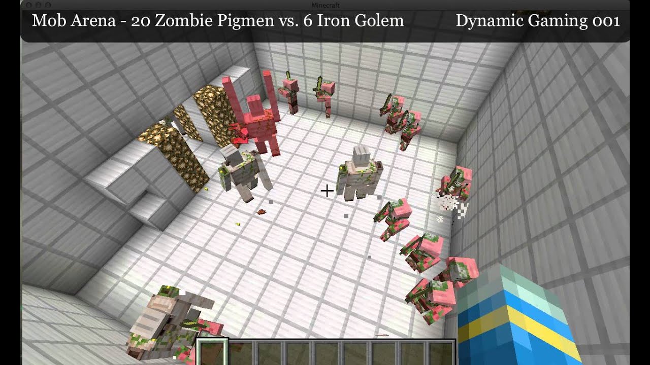 Minecraft Mob Arena 20 Zombie Pigmen vs 6 Iron Golems YouTube