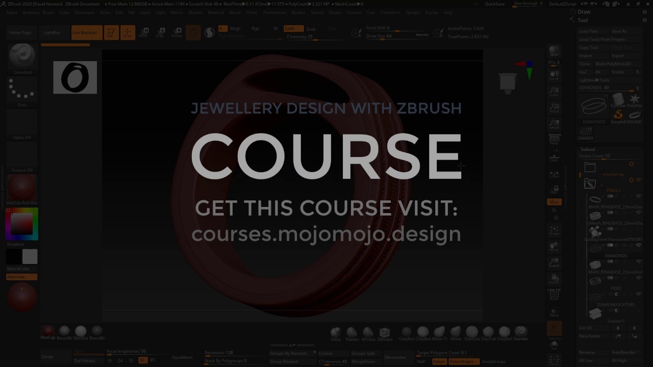 Jewellery Design in Zbrush Section 15 Synopsis - YouTube
