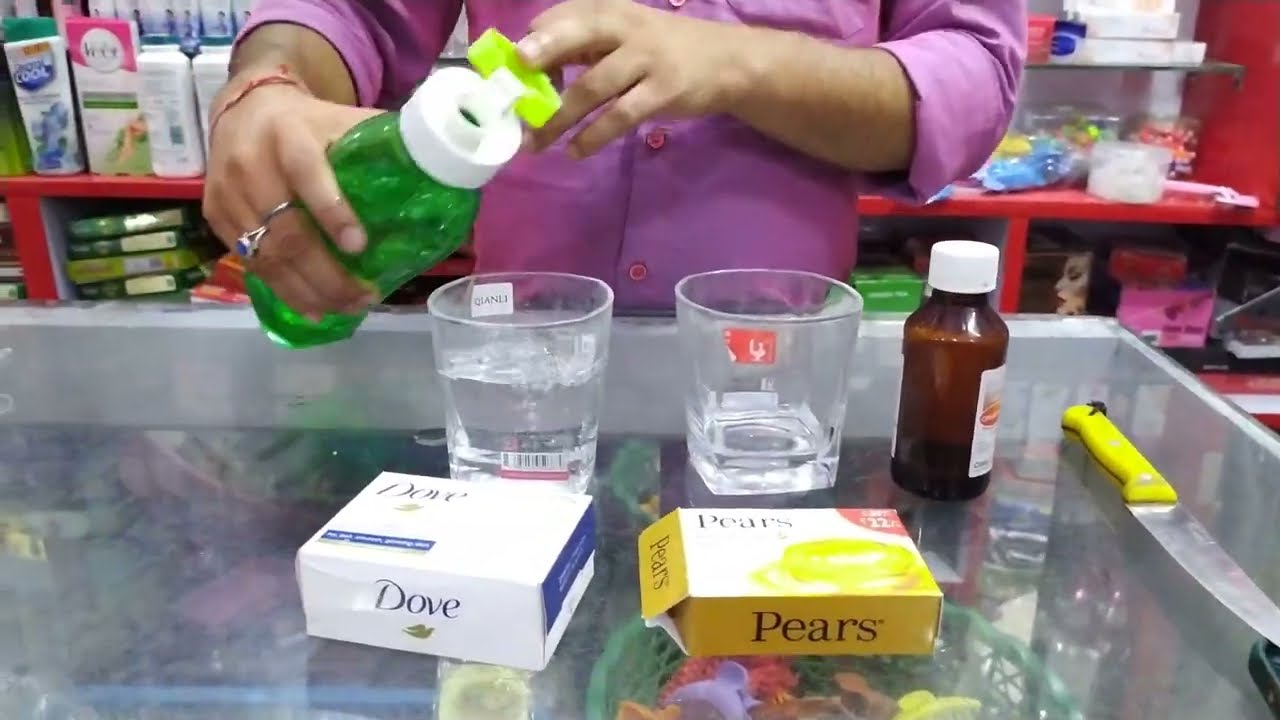 Demo of Dove soap vs pears .
