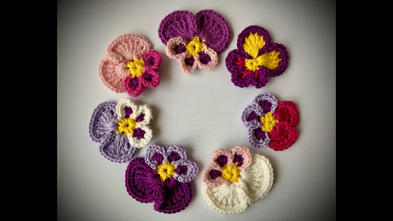 Stiefmütterchen häkeln…Blumen häkeln