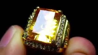 Natural Yellwo Citrine Octagon Top Luster Ukuran Ring Dapat disesuakan