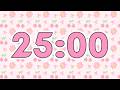 🍒 25 Minute Countdown Timer | Cute Pink Cherry Aesthetic | Relax &amp; Focus