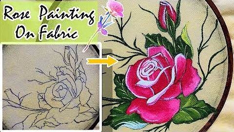 Red rose🌹painting tutorial | How to paint real rose on fabric  @FlyingDreamBoat #viralvideo