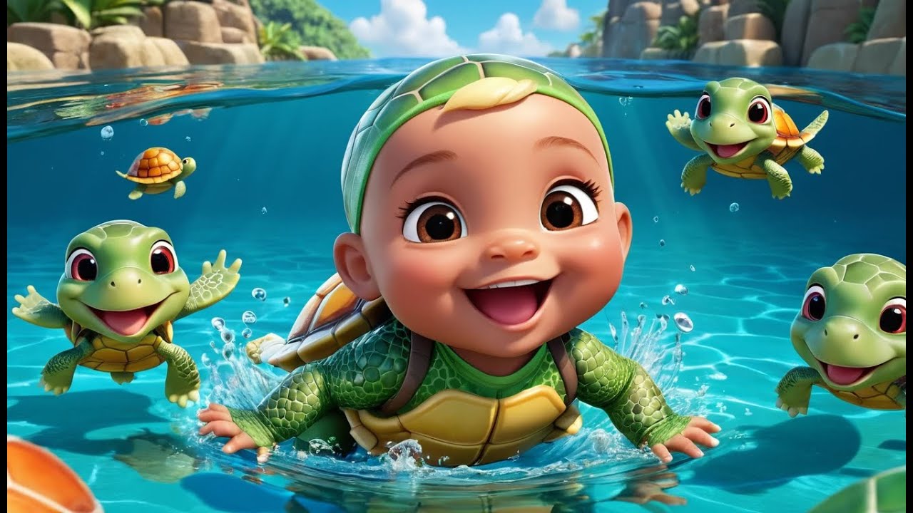 🐢 Tiny Turtles Crawling Toward the Lake 🌊🎶 | Fun Action & Learning Song for Toddlers