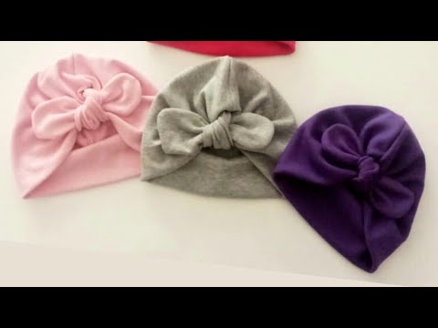 How to make a easy baby turban hat/Easy bonnet sewing pattern and tutorial  / Baby beanie sewing - YouTube