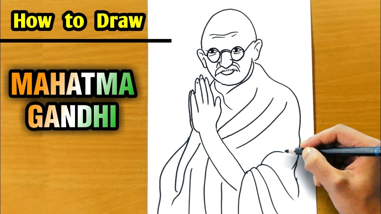 mahatma gandhi drawing || How to draw Mahatma Gandhi || 2 October ...