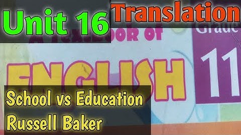 School vs Education Translation Unit 16 Class 11 English kpk textbook