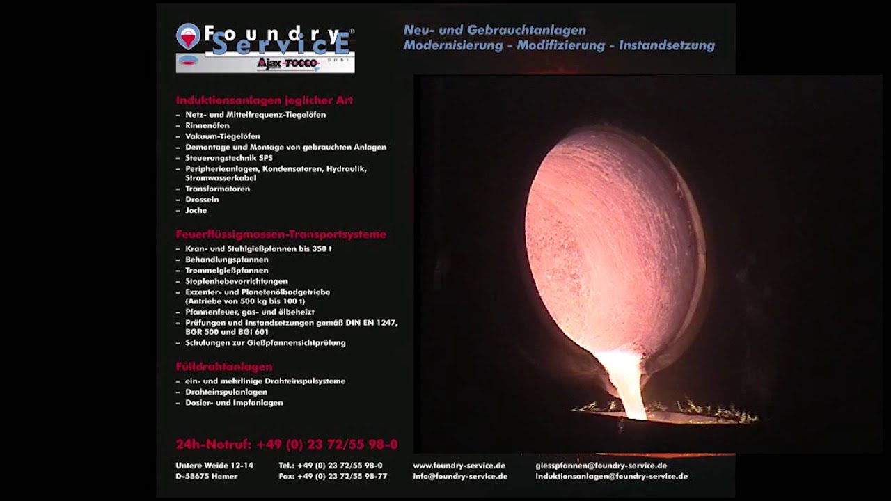 Foundry Service - Schmelztechnik, Erwärmungstechnik, Pfannentechnik