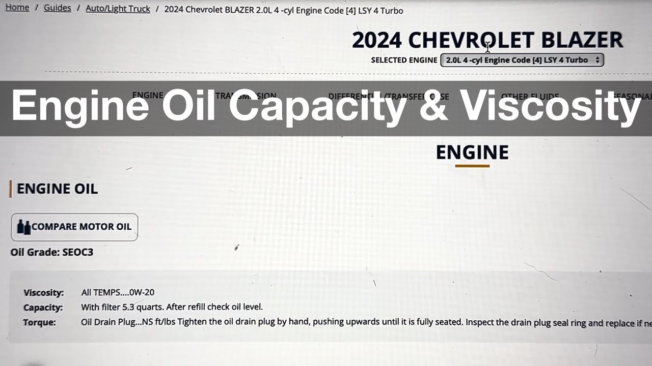 Chevy Blazer Oil Capacity: Essential Guide for Every Owner