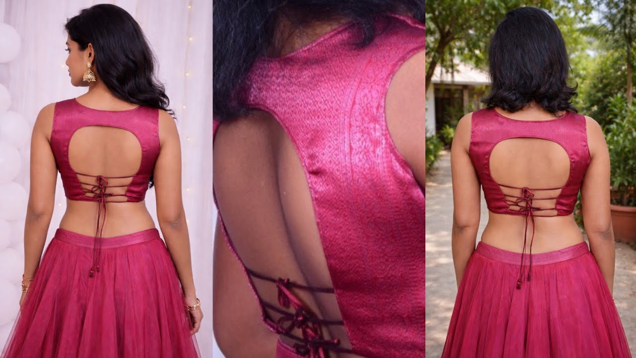 Model Blouse Back Neck Design cutting and stiching. Gala design step by step. Sticheriya 