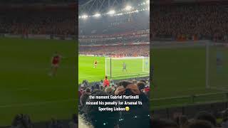 The Moment Gabriel Martinelli Missed The Penalty For Arsenal Vs Sporting Lisbon
