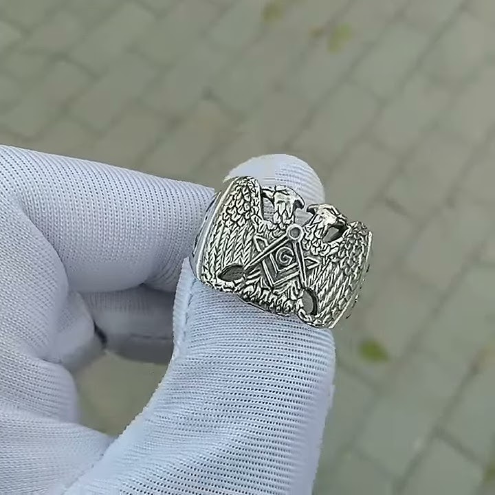 Sterling Silver Masonic Ring Scottish Rite Ring 32nd Degree Freemason Masonic Ring