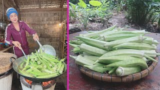 Yummy Okra cooking with country style - Cooking with Sreypov