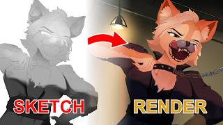 Drawing a Furry Fox Character | Speedpaint