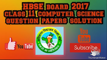 HBSE class 11th solved question paper 2017 computer science