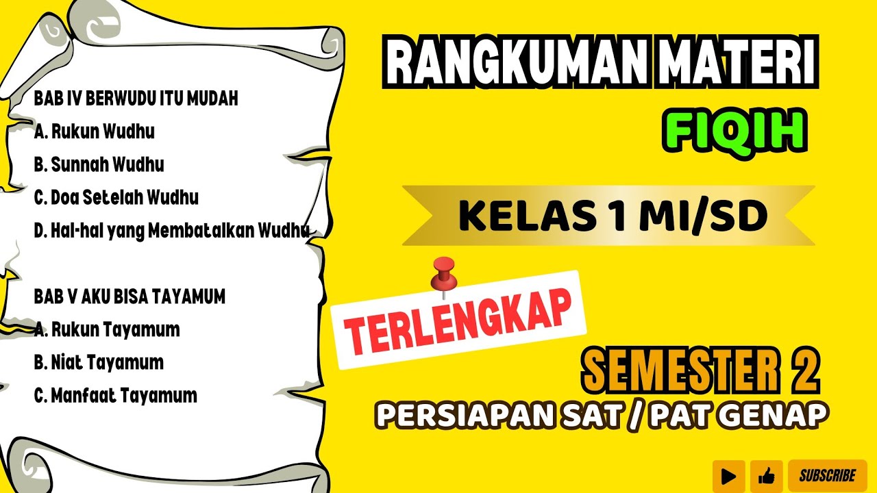 RANGKUMAN MATERI FIKIH KELAS 1 MI SEMESTER 2 || Rangkuman Materi PAT/ SAT GENAP