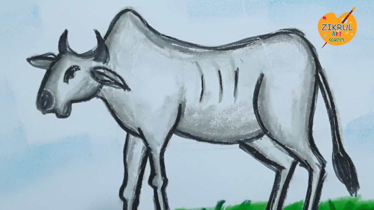 How to draw a cow step by step for kids