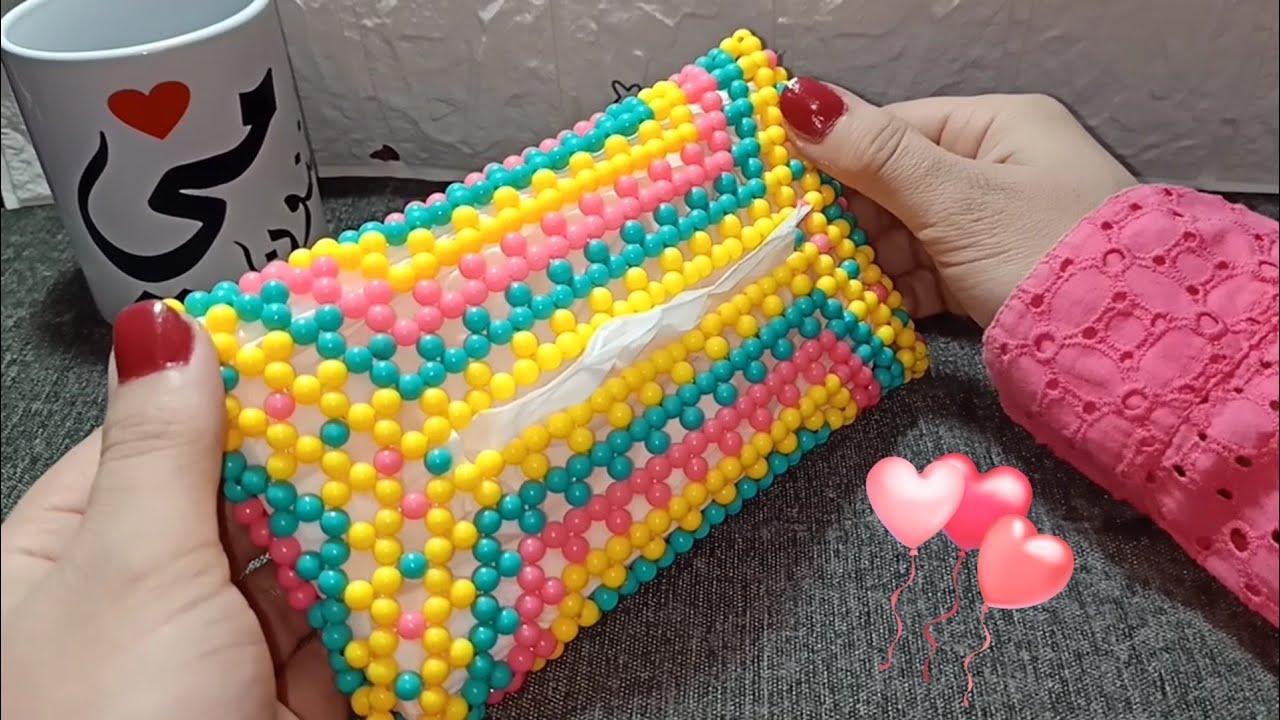 طريقه عمل علبه مناديل بالخرز 😘جراب الايزى باك 🌷للمره التانيه بناءعن طلب المتابعين💃خطوه بخطوه