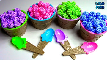 Pretend Ice Cream Cups Play Foam Surprise Toys |Learn colors| Squishy Glitter Foam