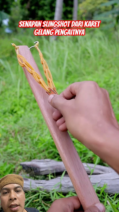 Senapan Slingshot / Ketapel Pengait Karet Gelang yang di Anyam Mantap #diy #senapanbambu #slingshot