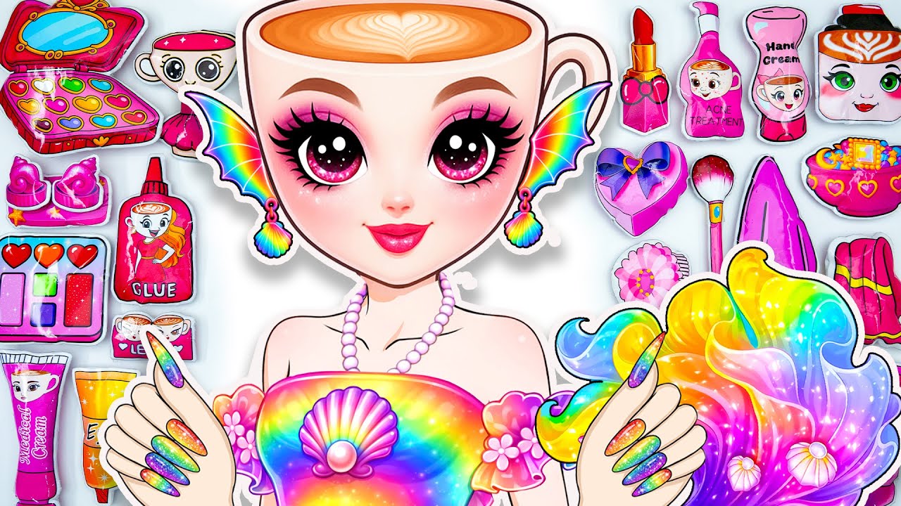 💖Paper DIY💖 Brainrot Ballerina Cappuccina Mermaid Skincare + Makeup + Nails Blind Bag Unboxing ASMR