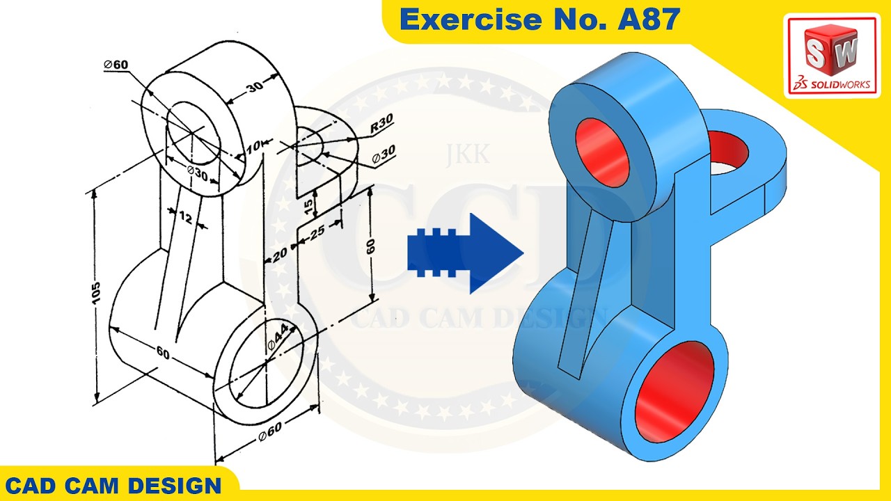 solidworks practice problem for beginners | problem -... SolidWorks Tutorial for beginners Exercise A87 - YouTube