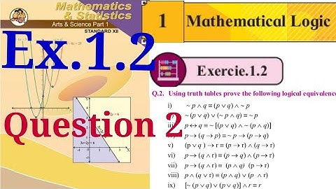 Exercise 1.2,HSC,12th Maths1,question2,Mathematical Logic,state board, new syllabus 2020,truth table