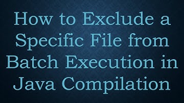 How to Exclude a Specific File from Batch Execution in Java Compilation