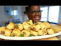 QUICK PARTY APPETIZER PIGS IN A BLANKET  COOKING AND EATING (w/ground sausage)