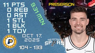 Micah Potter Player Full High Lowlights vs PACERS 17 10 2025 NBA PRESEASON Game