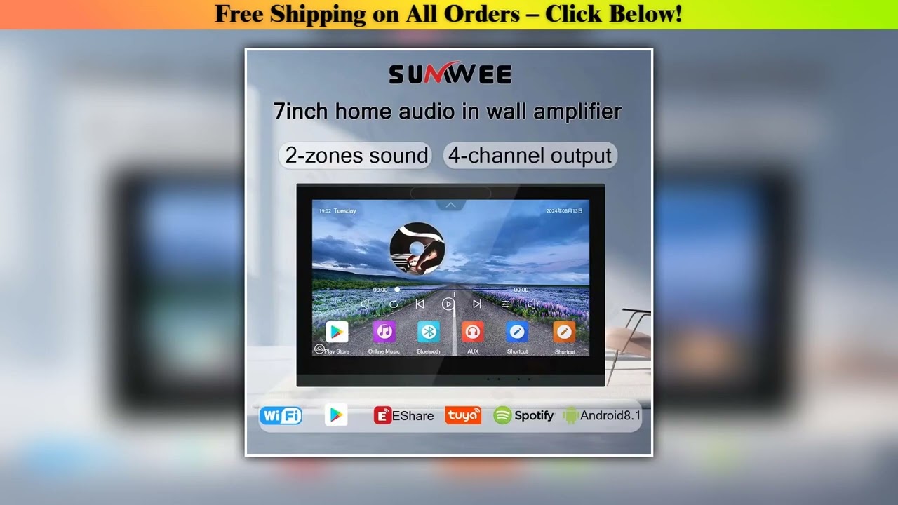 7inch Tuya smart Home Center control Panel  Music Player android system  Wifi buletooth audio