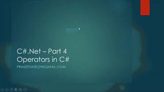 C#.net Part 4 - Operators in Malayalam News