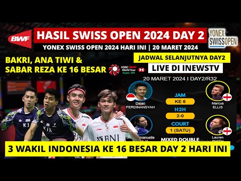 Hasil Swiss Open 2024 Hari ini Day2/R32: Bakri, Ana Tiwi &amp; Sabar Reza ke R16 | Swiss Open Badminton