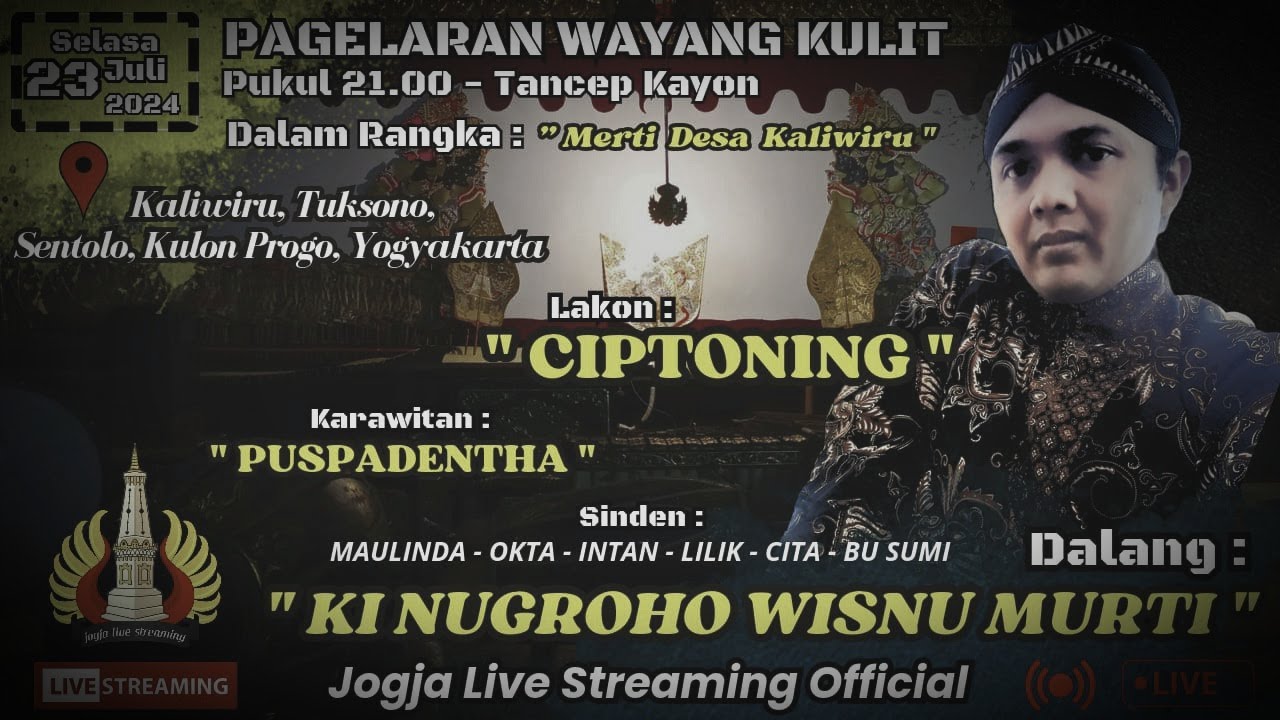 LIVE WAYANG KI NUGROHO WISNU MURTI // LAKON : CIPTONING // KARAWITAN : PUSPADHENTA // KALIWIRU