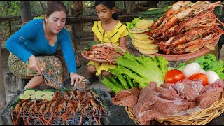 Grilled lobster with chili sauce for special recipe- Cooking beef with duck egg for dinner