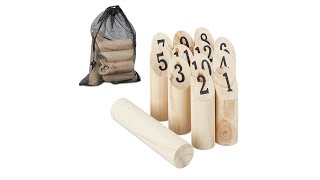 Juego Kubb Vikingo De Madera – Ajedrez De Exterior Con Bolsa De Transporte, 14 Piezas Numeradas, Multicolor, 43x30 Cm, Ideal Para Jardín, Playa Y Camping – 2 A 6 Jugadores