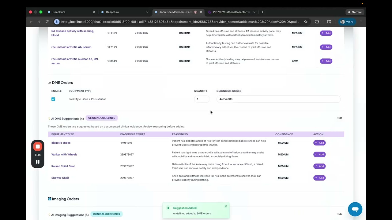 DeepCura 8 AI Agents Integration Demo — Full Encounter Walkthrough