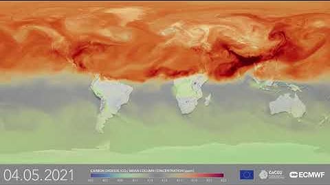 Een jaar aan CO2 concentraties over de aarde