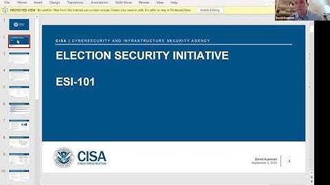 CISA Election Security Overview - David Kuennen, Cybersecurity Specialist