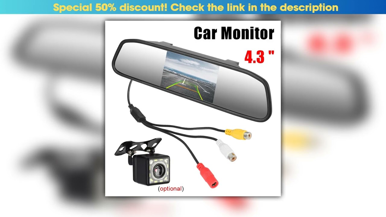 12V Car Player Interior Mirror Rear View Camera Parking Monitor 43 Inch Screen HD DVD Video
