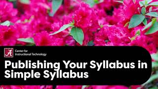 Publishing Your Syllabus in Simple Syllabus