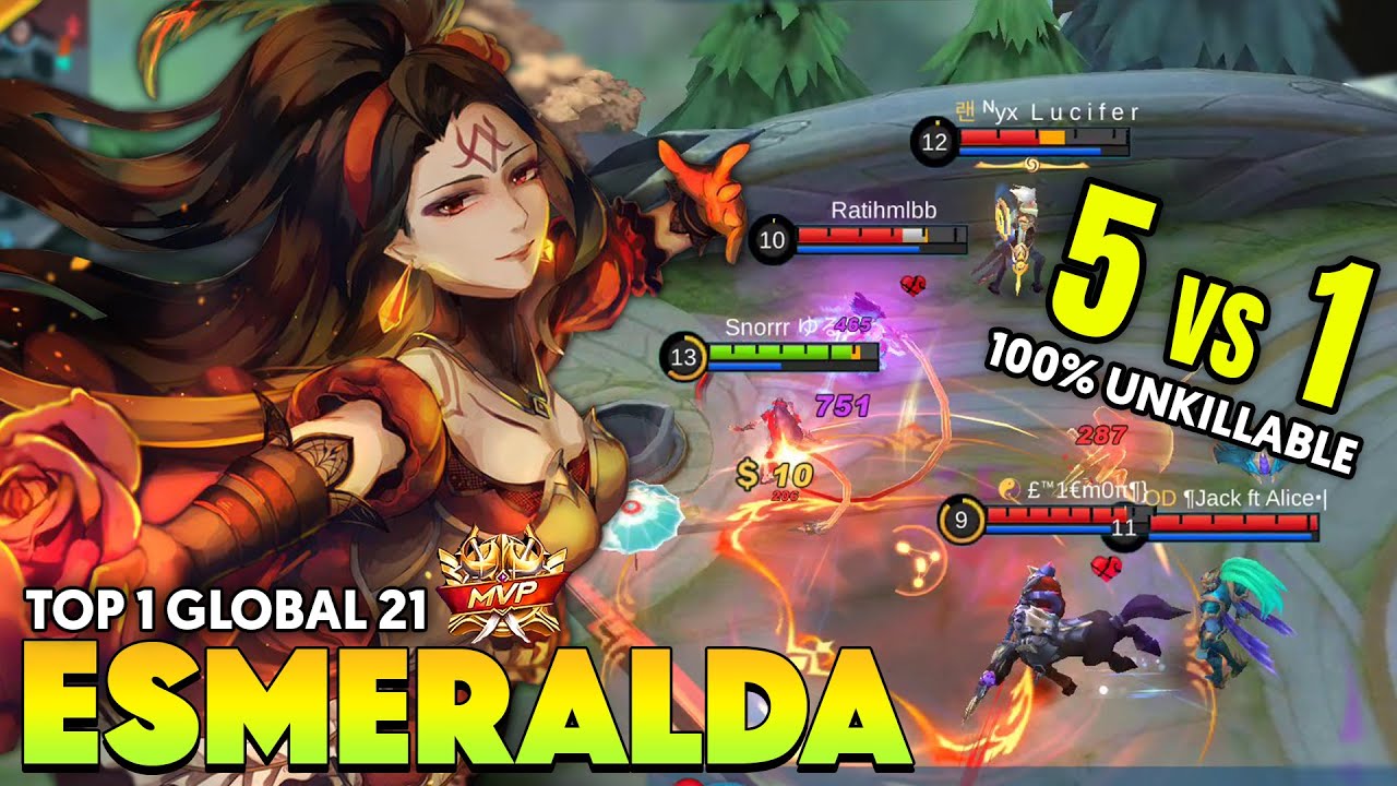 5 VS 1 ESMERALDA MOBILE LEGENDS  ~ ESMERALDA GAMEPLAY 2021 ~ ESMERALDA BEST BUILD 2021 BY TOP GLOBAL
