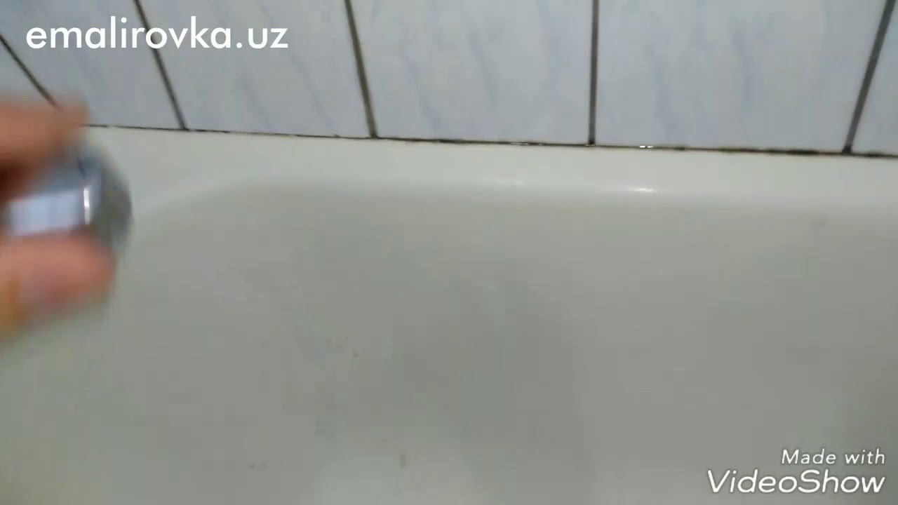 Покрытие чугунной ванны наливным акрилом в Ташкенте. - YouTube