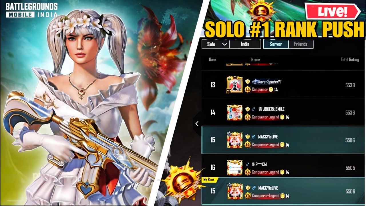 D-1 SOLO CONQUEROR RANK PUSK BGMI LIVE |  TIPS & TRICKS | MACCY GAMING 