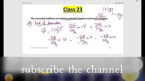 velocity potential function, stream function, Laplace equations formulae. Fluid mechanics.