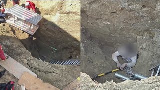 First responders rescue man after being trapped 20 feet down in hole
