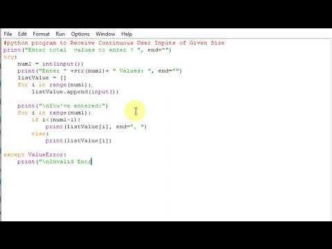 python program to Receive Continuous User Inputs of Given Size - YouTube