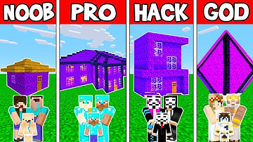 Minecraft: NETHER PORTAL HOUSE BUILD CHALLENGE - NOOB vs PRO vs HACKER vs GOD in Minecraft Animation