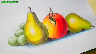 MIRA como Dibujar Bodegones de FRUTAS - how to draw fruits
