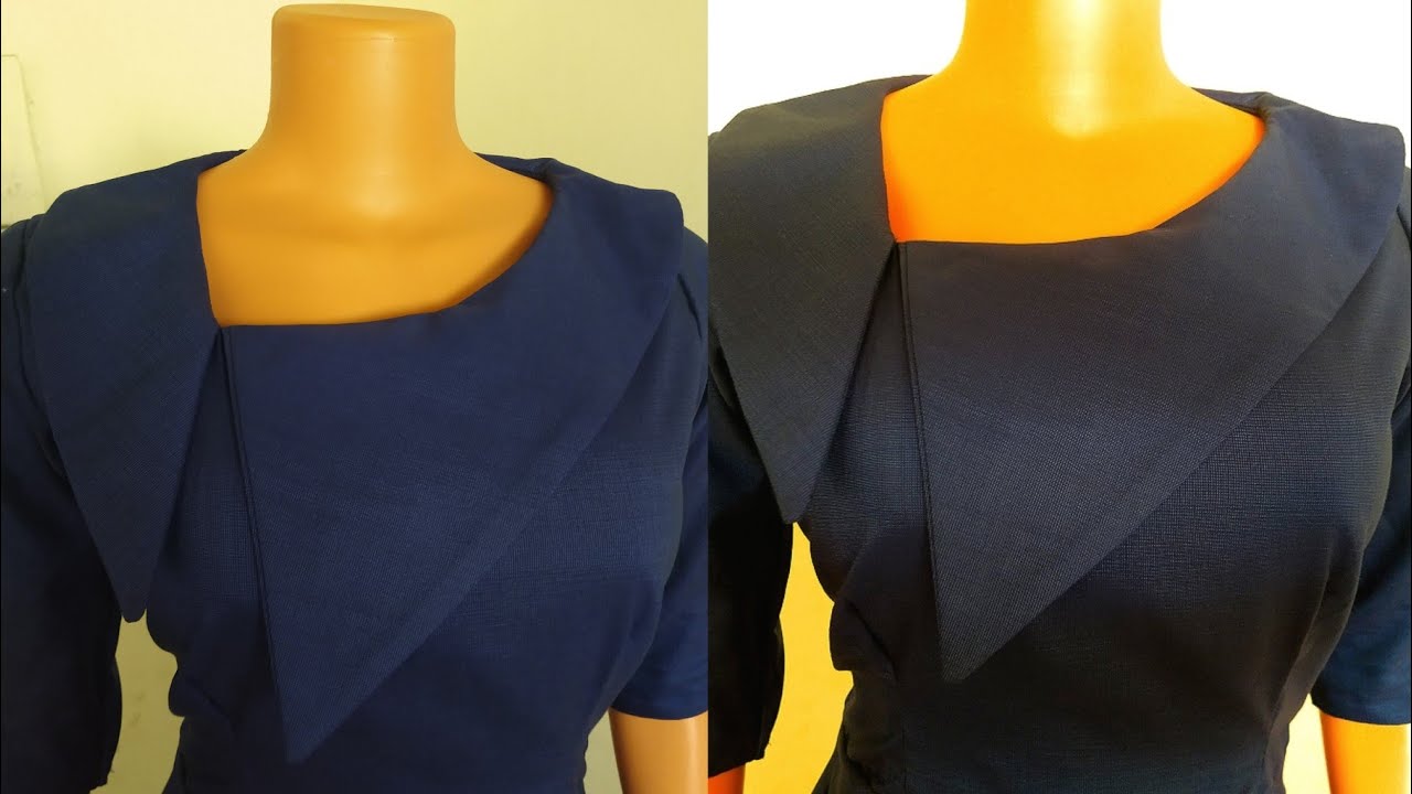 Уроки шитья | Урок 56 | Как выкроить и сшить асимметричный вырез горловины с накидкой